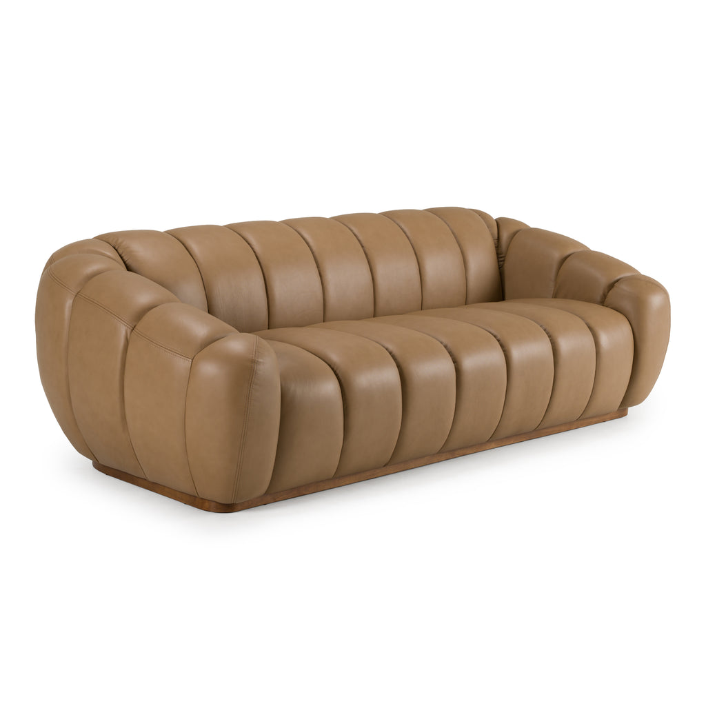 Ekwok - Modern Tan Leather Sofa