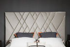 Eldora - Glam Beige Velvet and Brushed Brass Bed - Glam Beige Velvet and Brushed Brass Bed