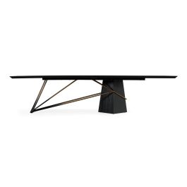 Elkhorn - Glam Black Ash + Stainless Steel 126" Dining Table