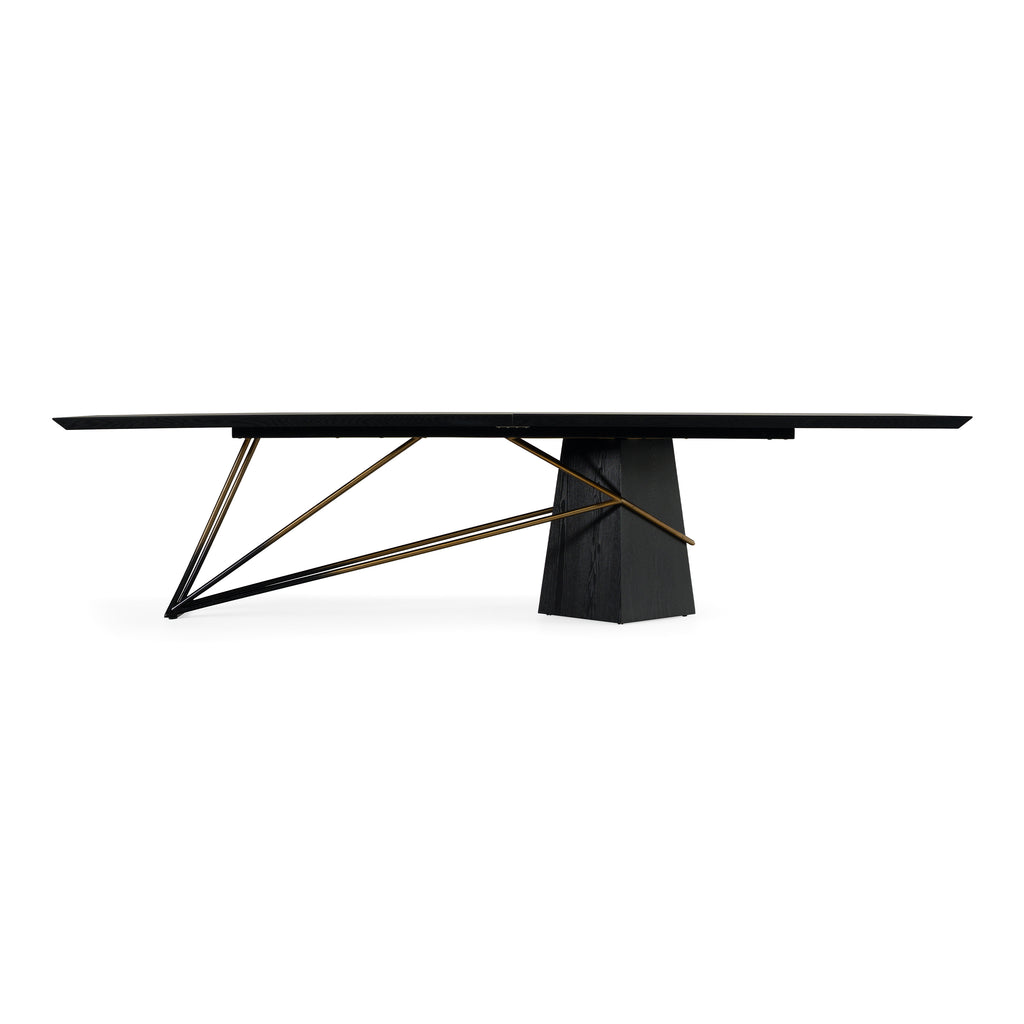 Elkhorn - Glam Black Ash + Stainless Steel 126" Dining Table
