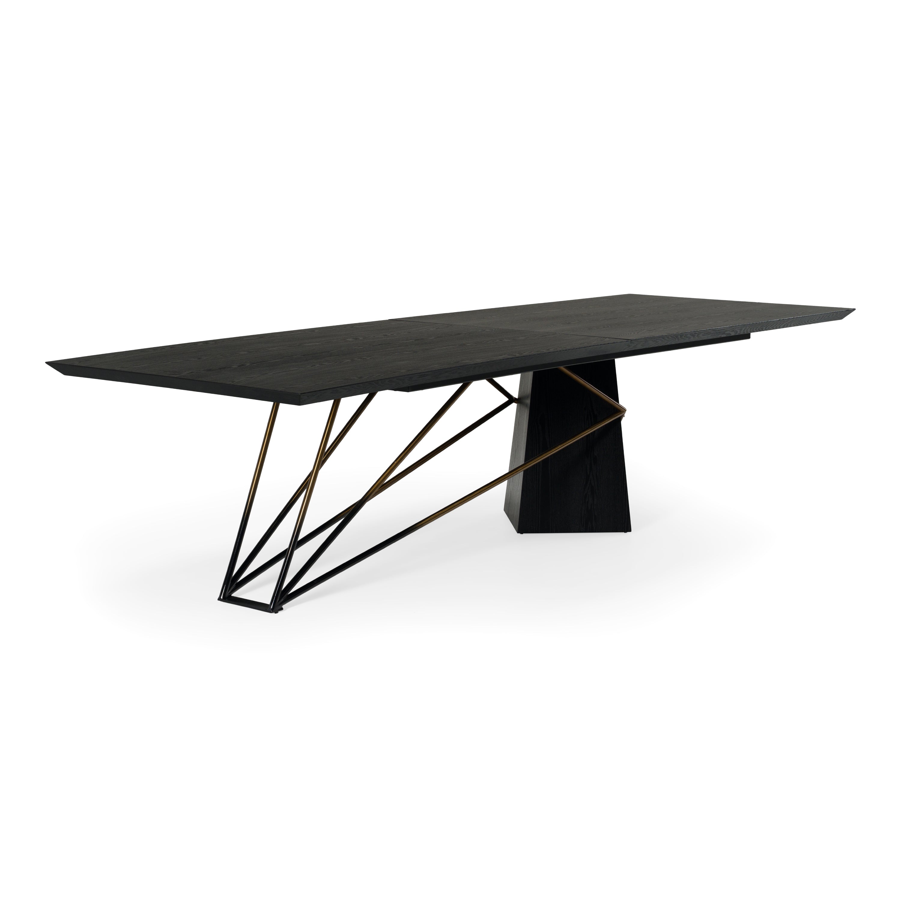 Elkhorn - Glam Black Ash + Stainless Steel 126" Dining Table