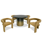 Elmira - Glam Black Ash + Gradient Stainless Steel Round Dining Table