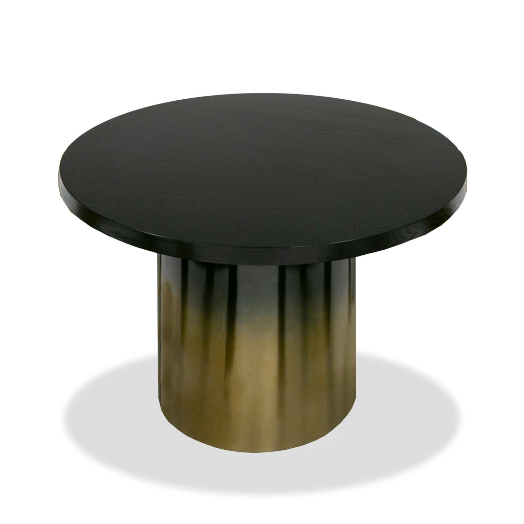Elmira - Glam Black Ash + Gradient Stainless Steel Round Dining Table