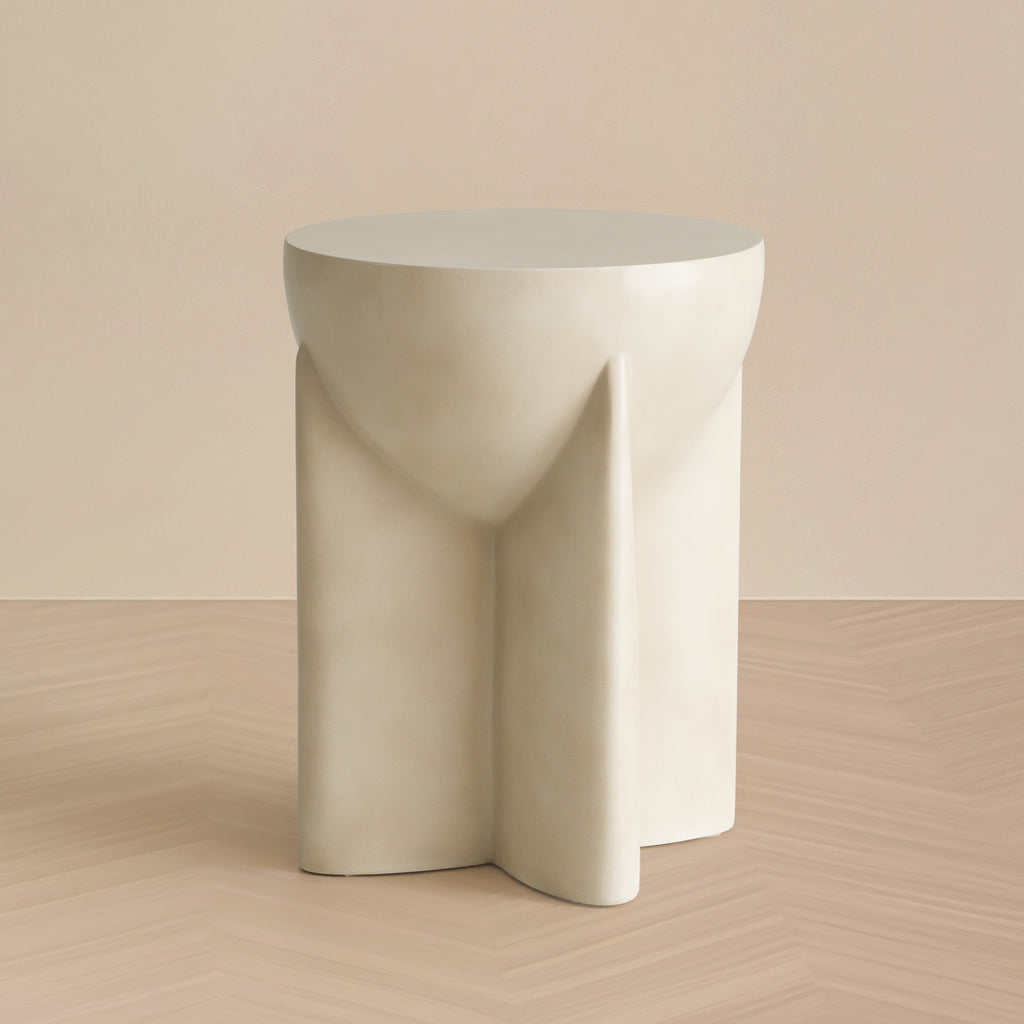 Elsa - Modern Oyster Concrete Round End Table