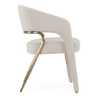 Elson - Modern Off-White Fabric + Antique Brass Dining Chair