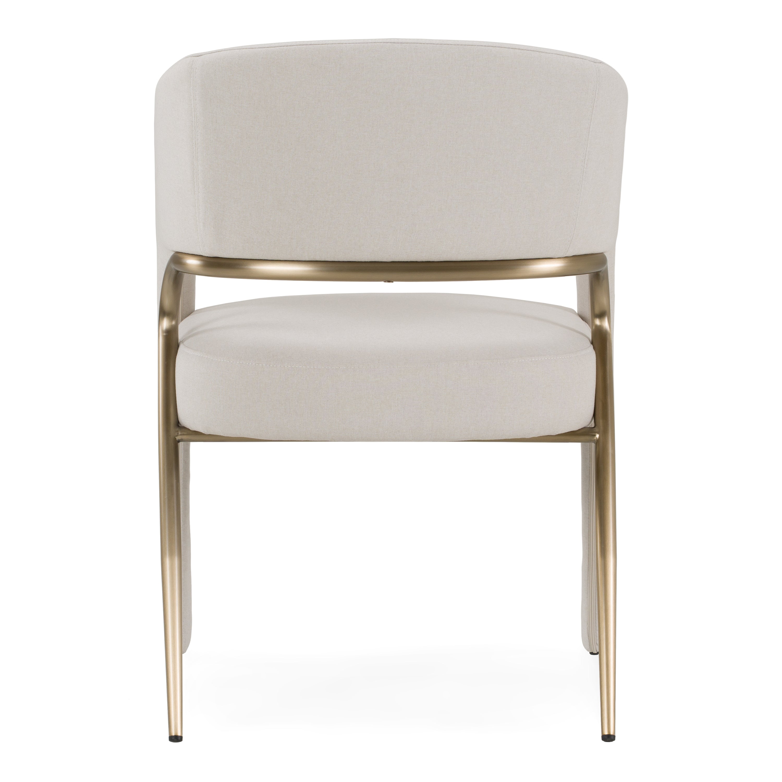 Elson - Modern Off-White Fabric + Antique Brass Dining Chair