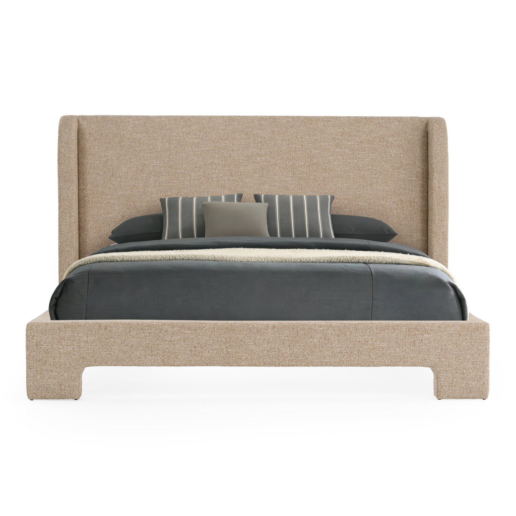 Emilio - Modern Beige Fabric Bed - Modern Beige Fabric Bed