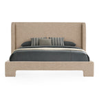 Emilio - Modern Beige Fabric Bed - Modern Beige Fabric Bed