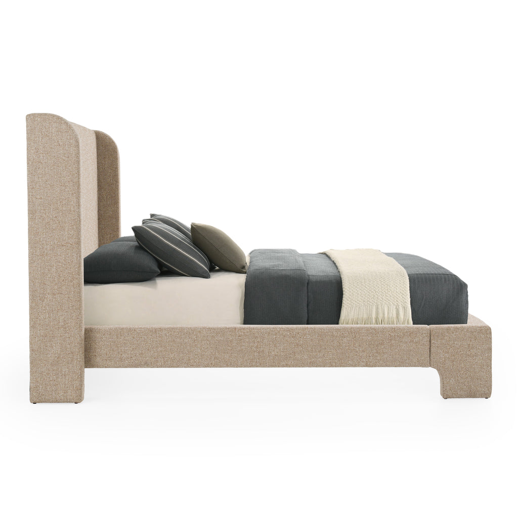 Emilio - Modern Beige Fabric Bed - Modern Beige Fabric Bed