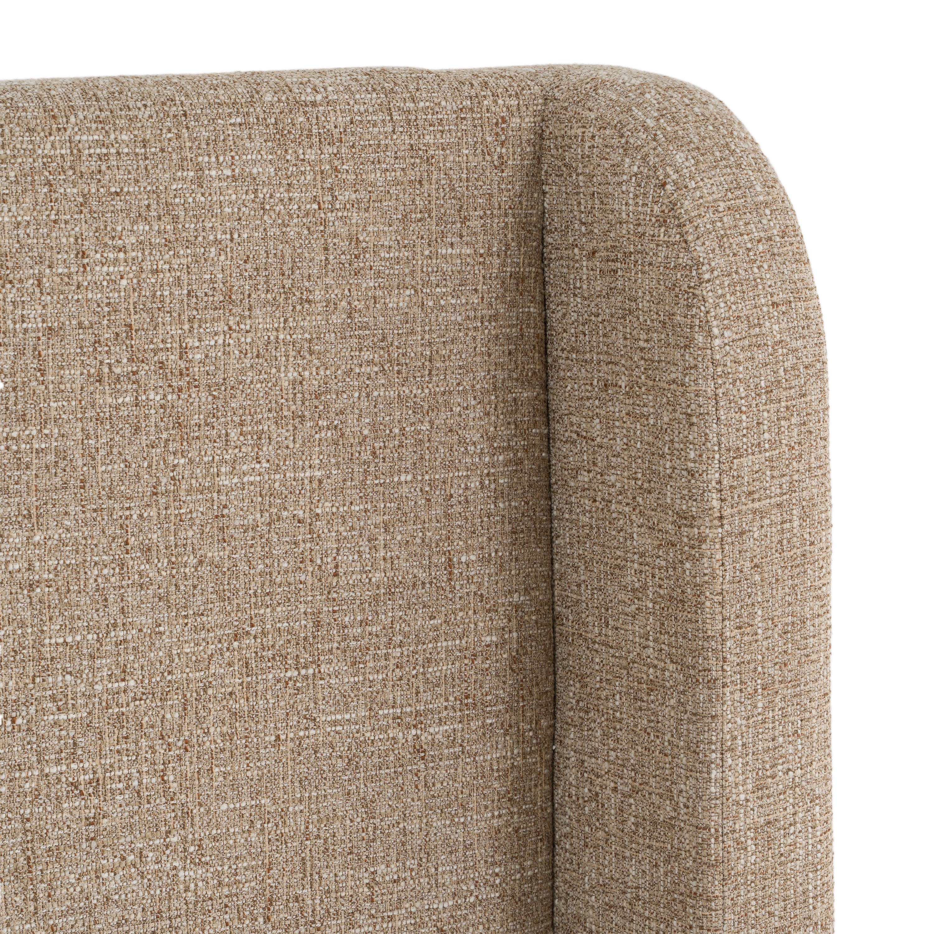 Emilio + Roma - Modern Beige Fabric + Walnut 4-Piece Bedroom Set - Modern Beige Fabric + Walnut 4 - Piece Bedroom Set