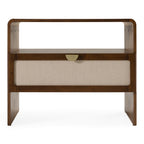 Emilio - Modern Natural Burlap + Walnut Nightstand