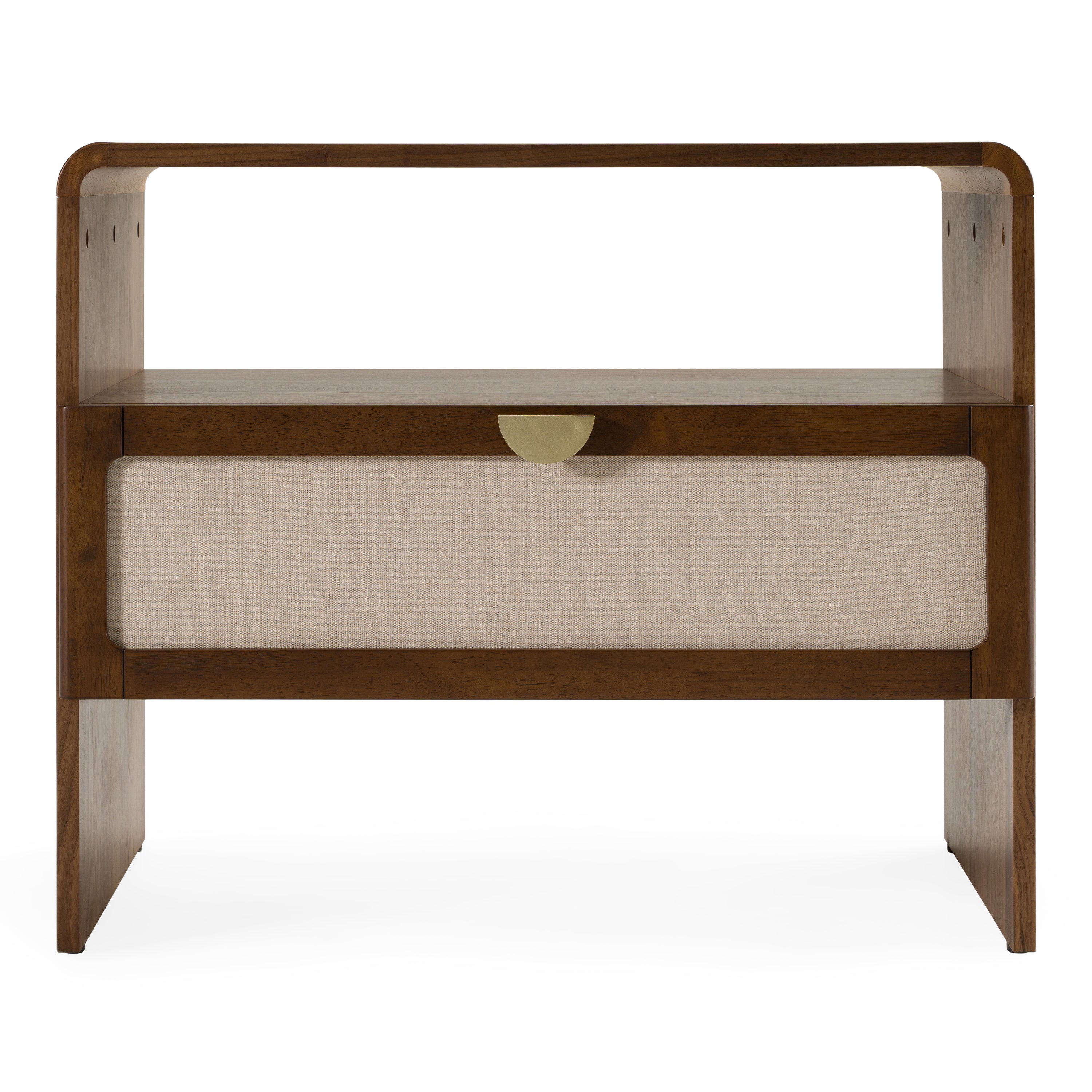 Emilio - Modern Natural Burlap + Walnut Nightstand