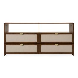 Emilio - Modern Natural Burlap + Walnut Dresser