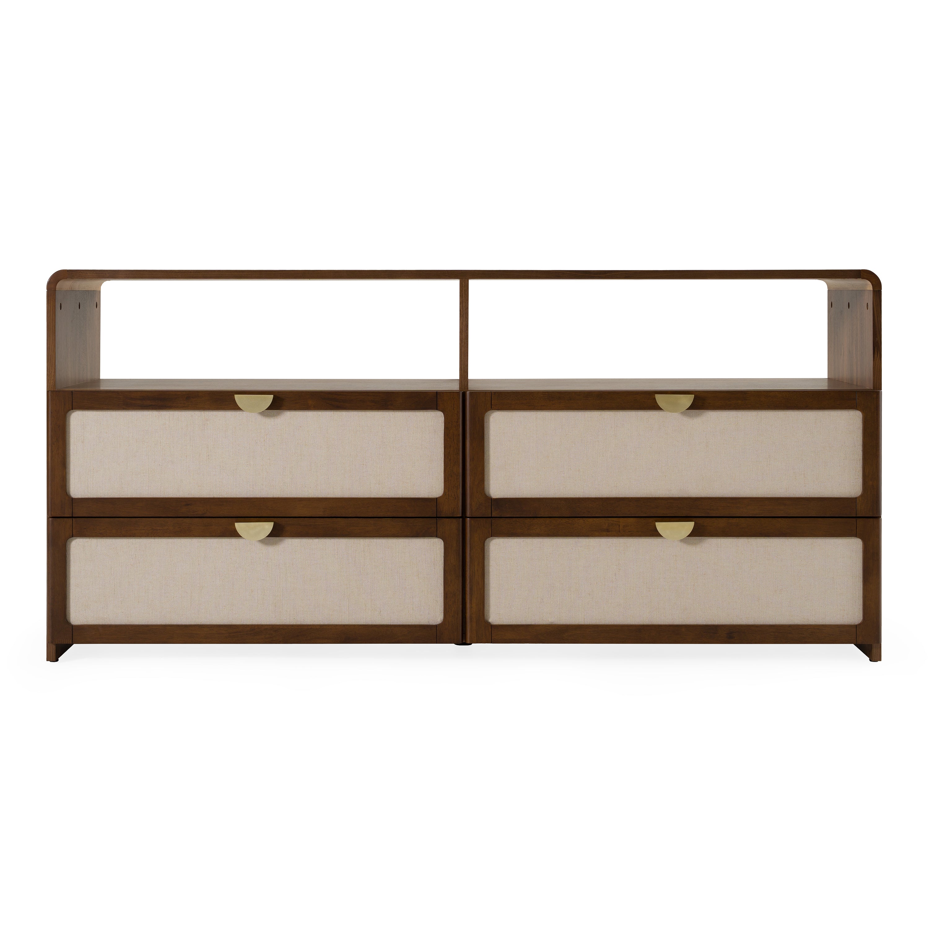 Emilio - Modern Natural Burlap + Walnut Dresser