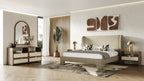 Emilio - Modern Beige Fabric Bed - Modern Beige Fabric Bed