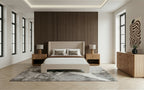 Emilio + Roma - Modern Beige Fabric + Oak 4-Piece Bedroom Set - Modern Beige Fabric + Oak 4 - Piece Bedroom Set