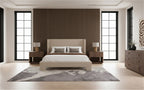Emilio + Roma - Modern Beige Fabric + Walnut 4-Piece Bedroom Set - Modern Beige Fabric + Walnut 4 - Piece Bedroom Set