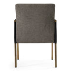 Engel - Modern Dark Grey Vegan Leather + Grey Fabric + Antique Brass Dining Chair