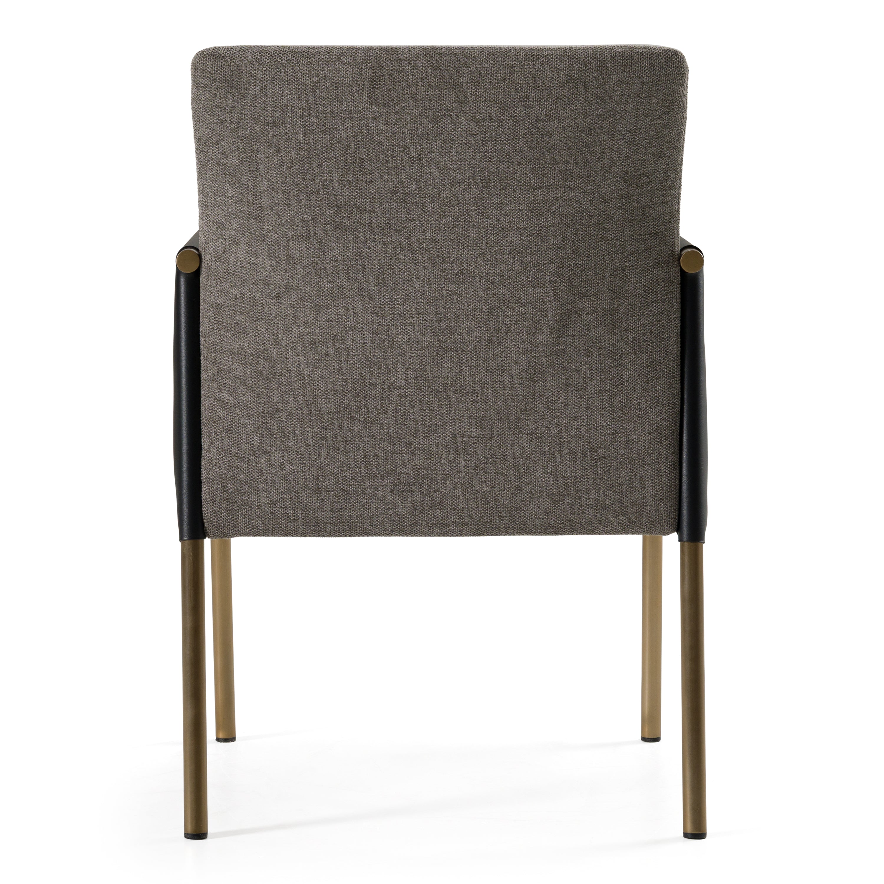Engel - Modern Dark Grey Vegan Leather + Grey Fabric + Antique Brass Dining Chair