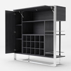 Fauna - Elm Grey & Stainless Steel Wine Cabinet