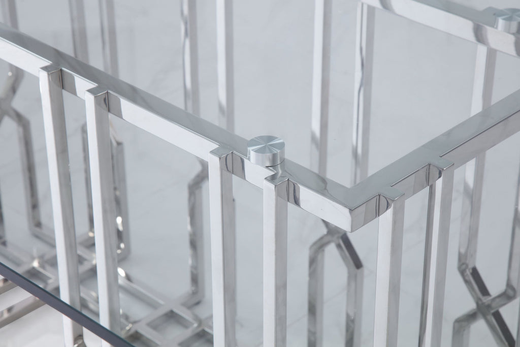 Ericson - Modern Glass & Stainless Steel Dining Table