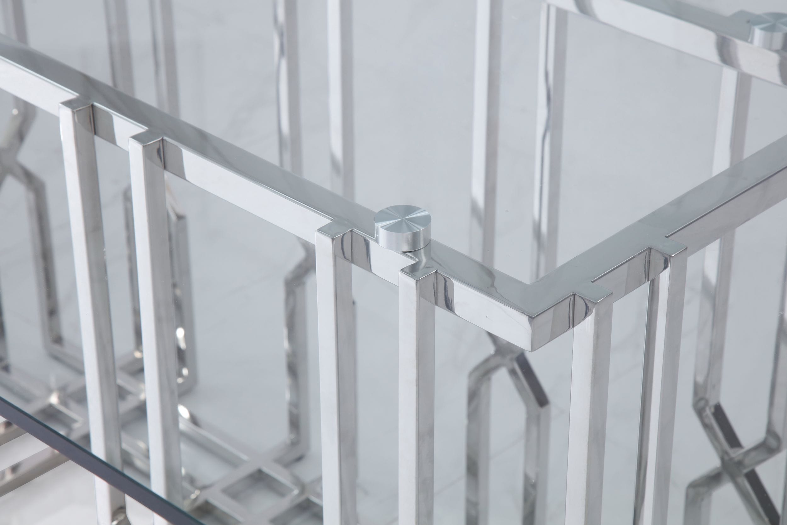 Ericson - Modern Glass & Stainless Steel Dining Table