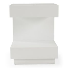 Esso Modern White Glossy Tall Nightstand