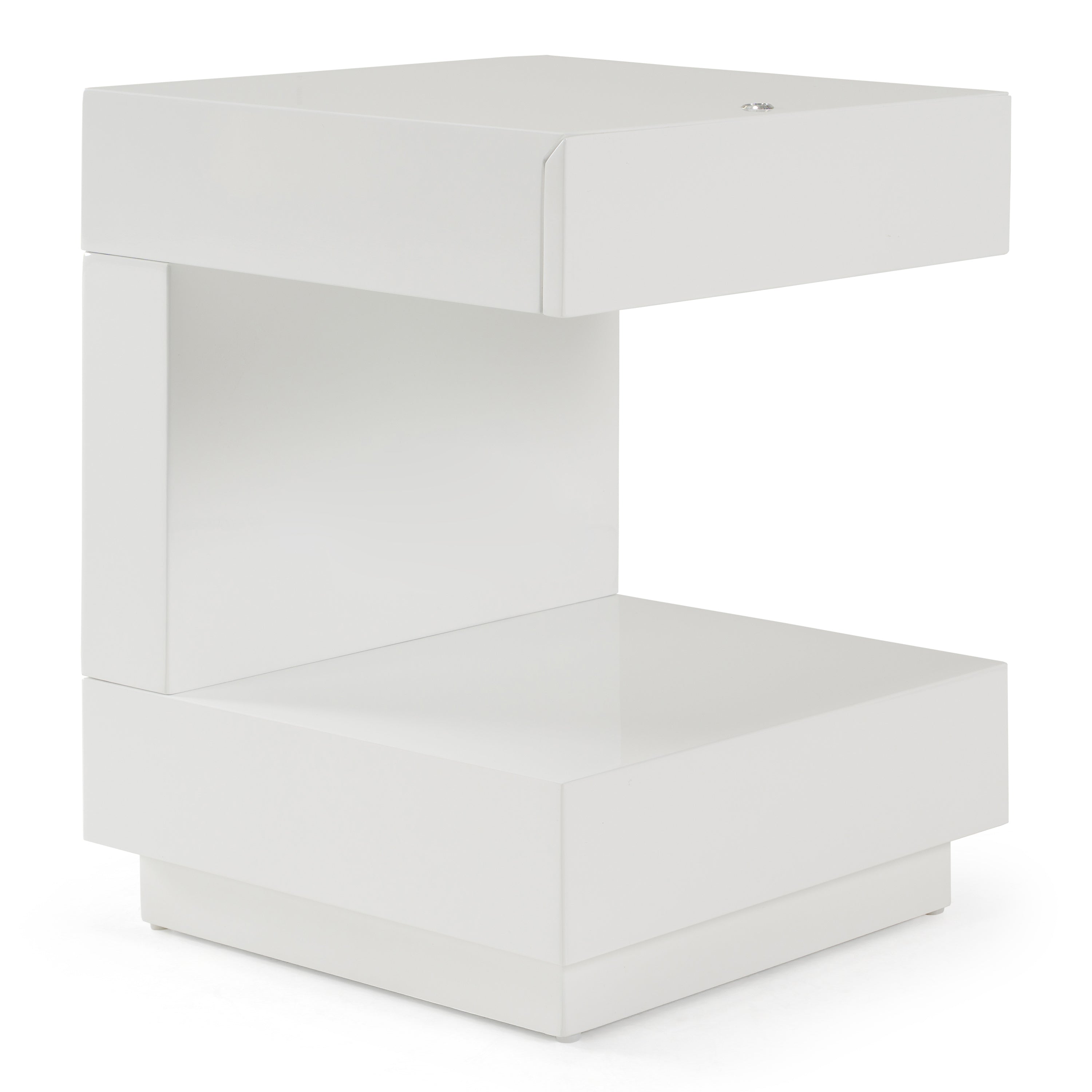 Esso Modern White Glossy Tall Nightstand