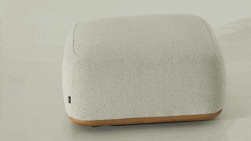 Evans - Contemporary Off-White Fabric Ottoman