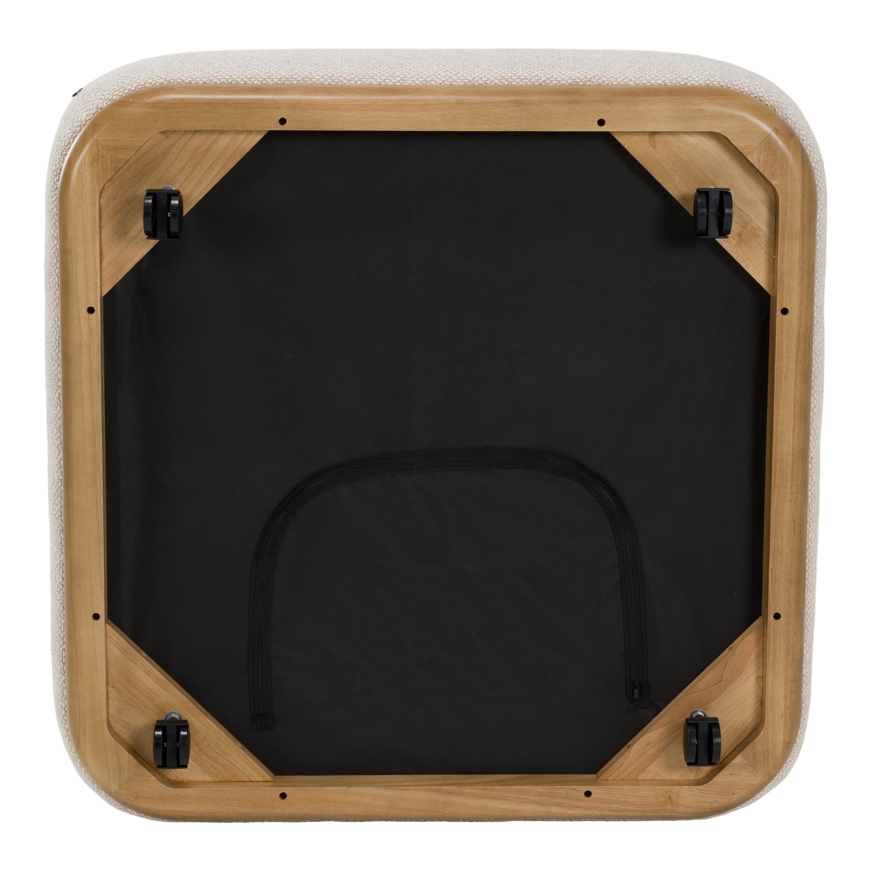Evans - Contemporary Off-White Fabric Ottoman