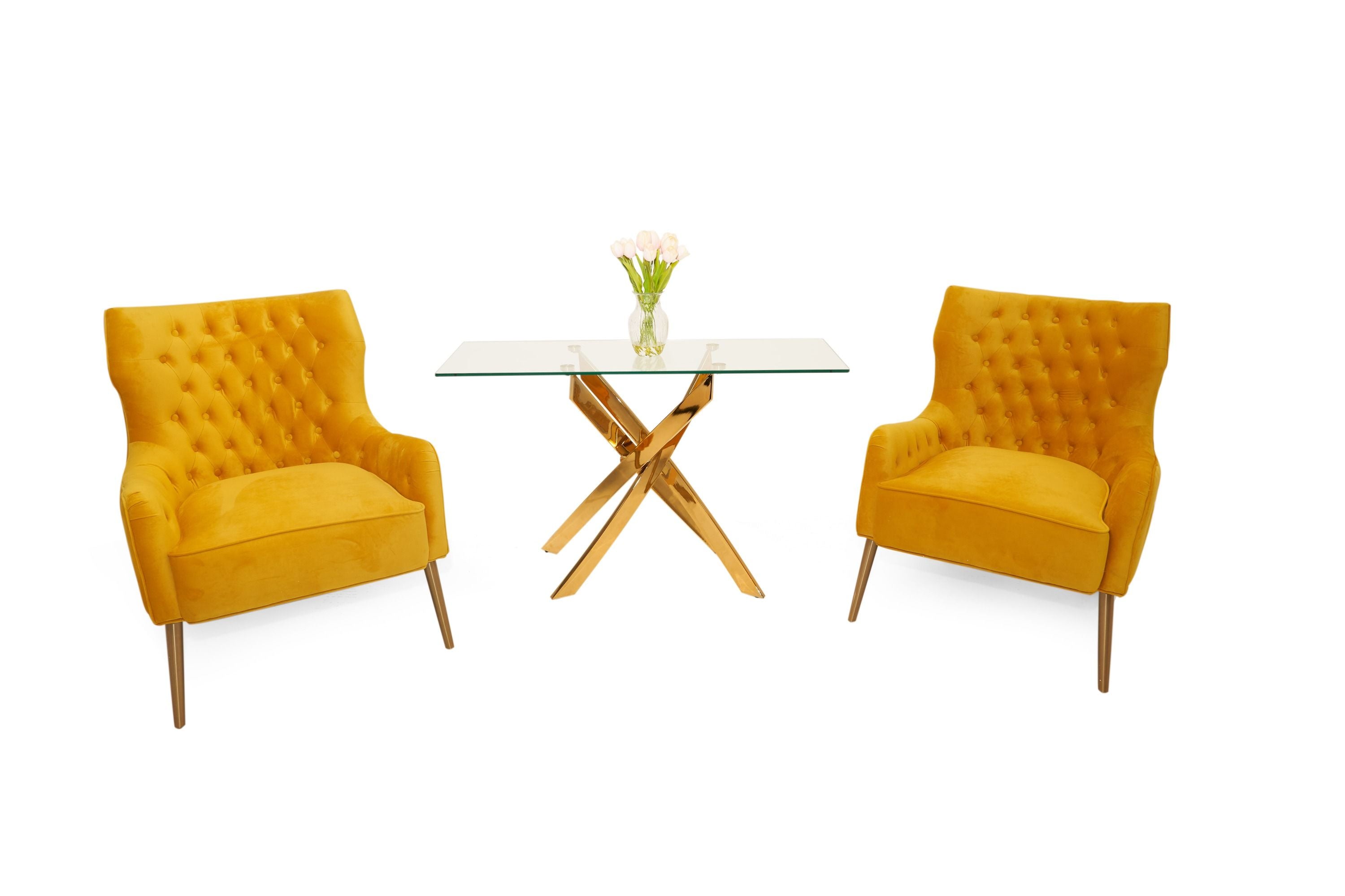 Modrest Everly - Contemporary Velvet Yellow Accent Chair