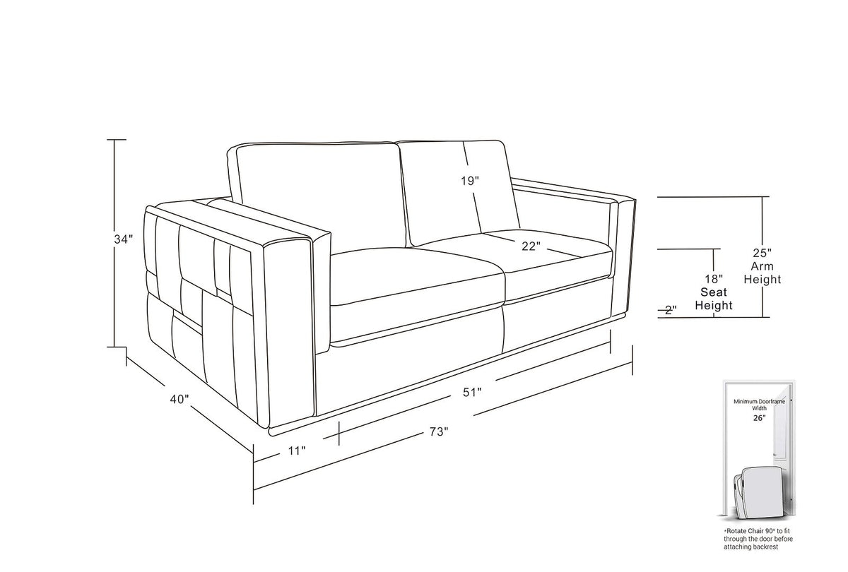 1130 Divanitalia Loveseat in Top-grain Italian Leather - Black - SKU 1130-BLACK-L - view 12