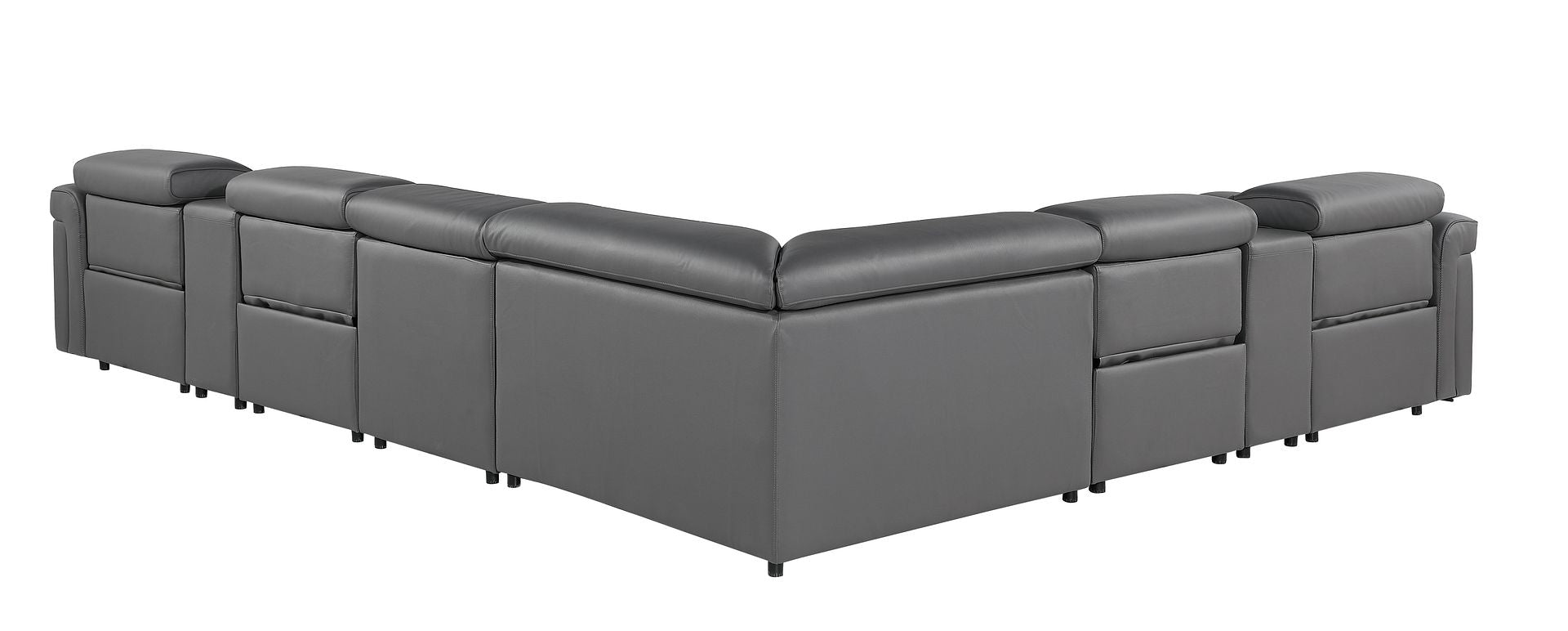 1126 Divanitalia 8-Piece L-Shaped Sectional Sofa in Top Grain Italian Leather with 4 Power Recliners & Power Headrests