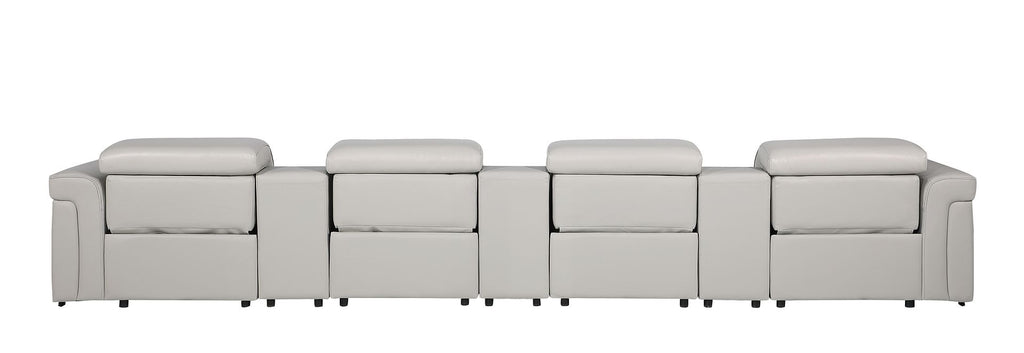 1126 Divanitalia 7-Piece Modular Power Reclining Sofa in Top Grain Italian Leather with 4 Power Recliners & Power Headrests - Light Grey - SKU 1126-LT_GREY-7.4-HT - view 7