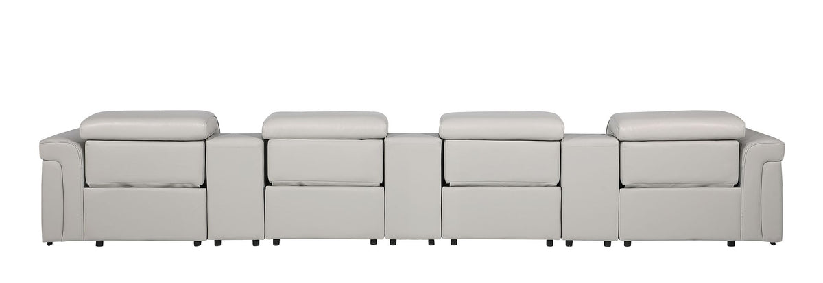 1126 Divanitalia 7-Piece Modular Power Reclining Sofa in Top Grain Italian Leather with 4 Power Recliners & Power Headrests - Light Grey - SKU 1126-LT_GREY-7.4-HT - view 7