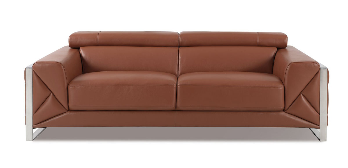 903 Divanitalia Sofa with Adjustable Headrest in Top-grain Italian Leather - Camel - SKU 903-S-CAMEL