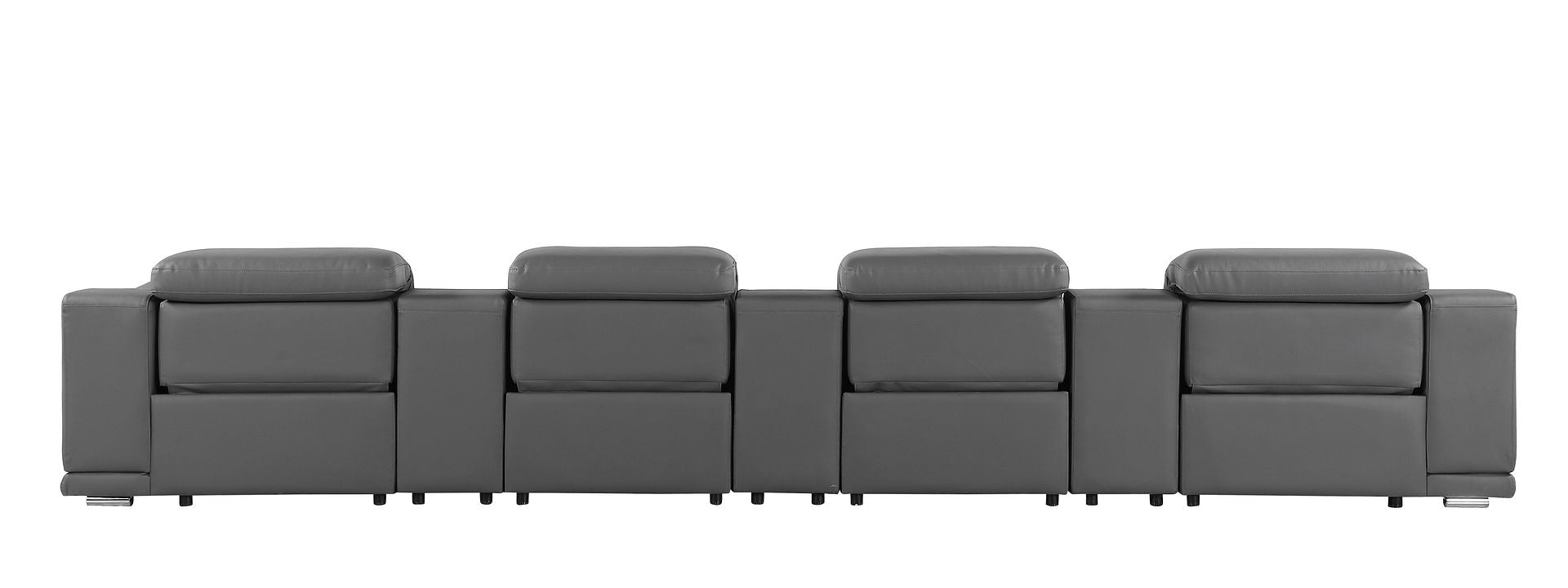 9762 Divanitalia 7-Piece Modular Top Grain Italian Leather Power Reclining Sofa with 4 Power Recliners