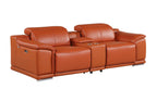 9762 Divanitalia 3-Piece Modular Power Reclining Console Loveseat with 2 Power Recliners in Top Grain Italian Leather