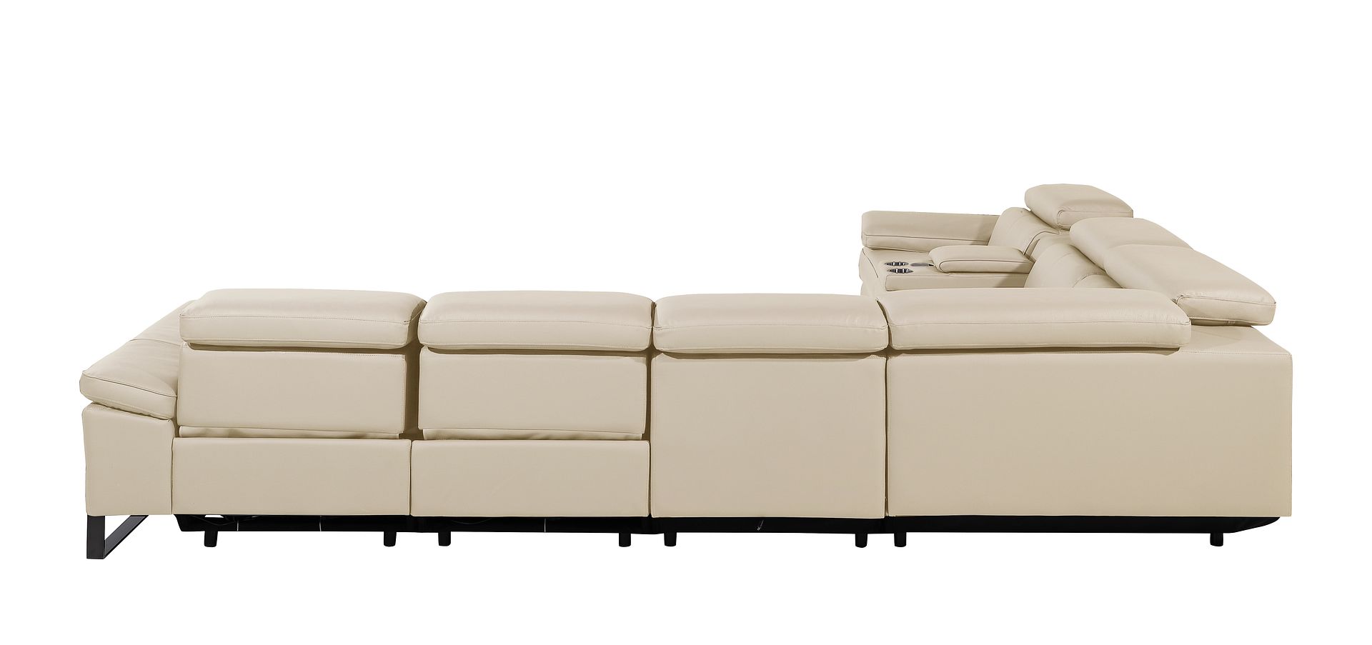 1246 Divanitalia 7-Piece L-Shaped Modular Power Reclining Sectional Sofa with 3 Power Recliners and Power Headrests - Top Grain Italian Leather