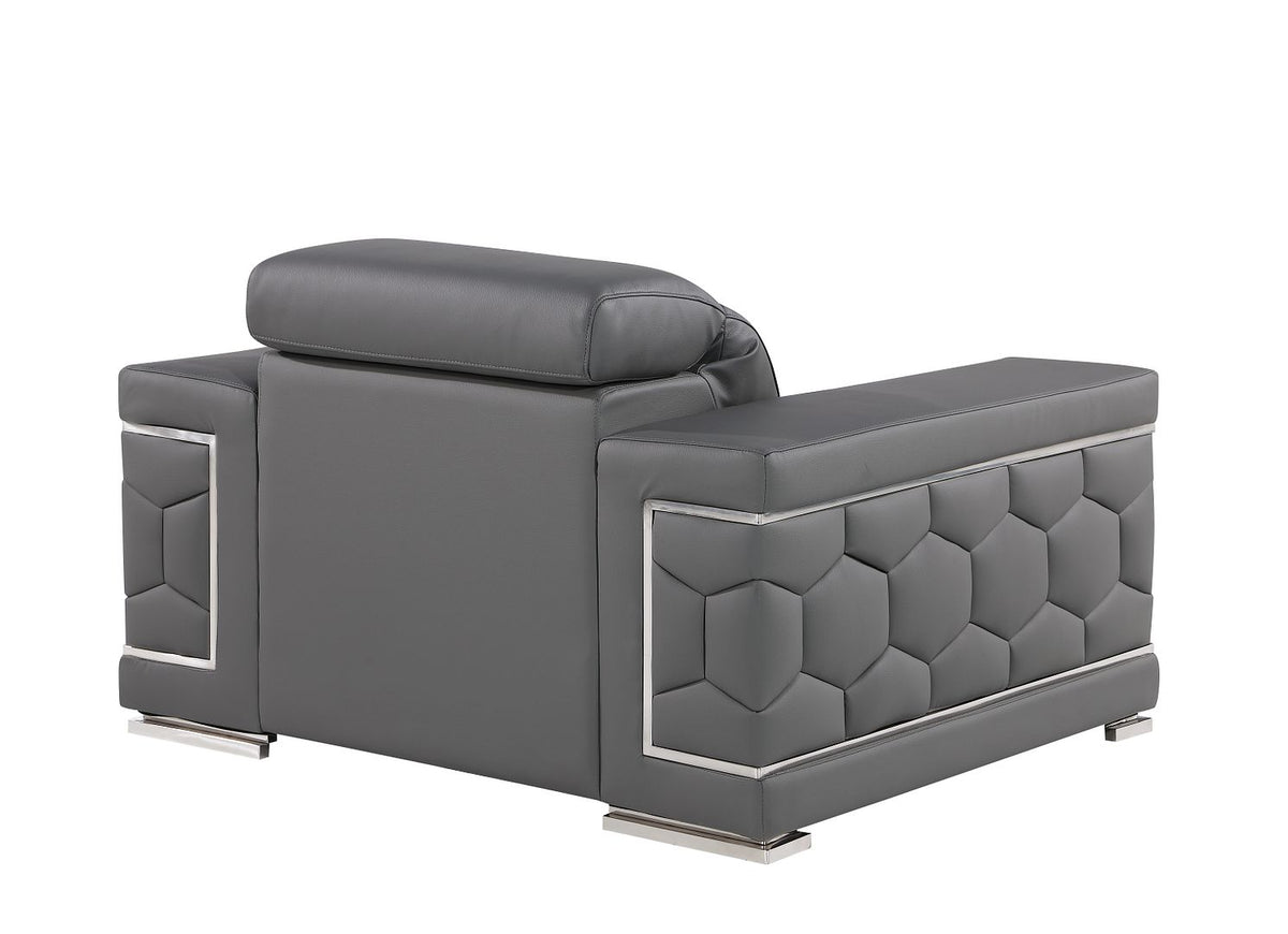 296 Modern Genuine Leather Chair - Grey - SKU 296-GREY-CH - view 3