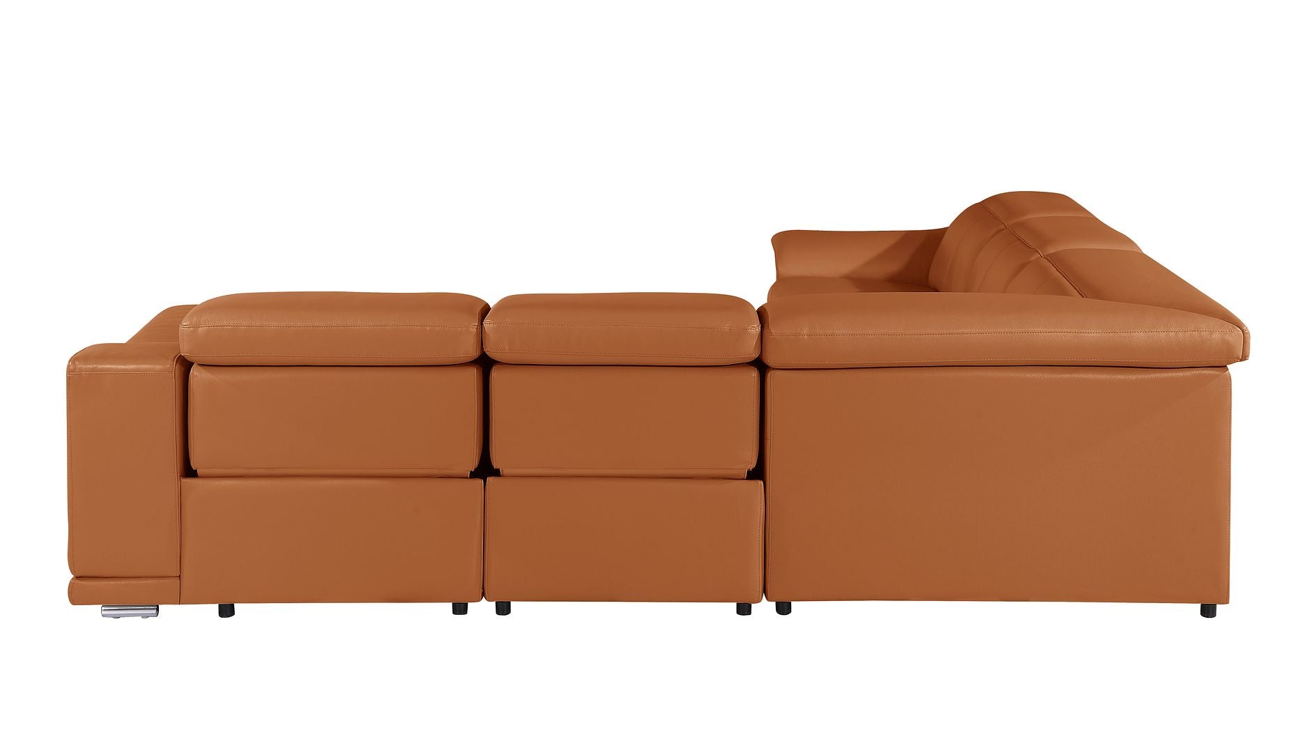 9762 Divanitalia 5-Piece L-Shaped Top Grain Italian Leather Sectional Sofa with 3 Power Recliners