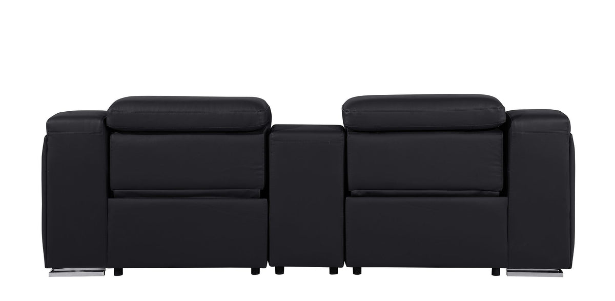 1116 Divanitalia 3-Piece Modular Power Reclining Console Loveseat in Top Grain Italian Leather with 2 Power Recliners & Power Headrests - Black - SKU 1116-BLACK-3.2-HT - view 6