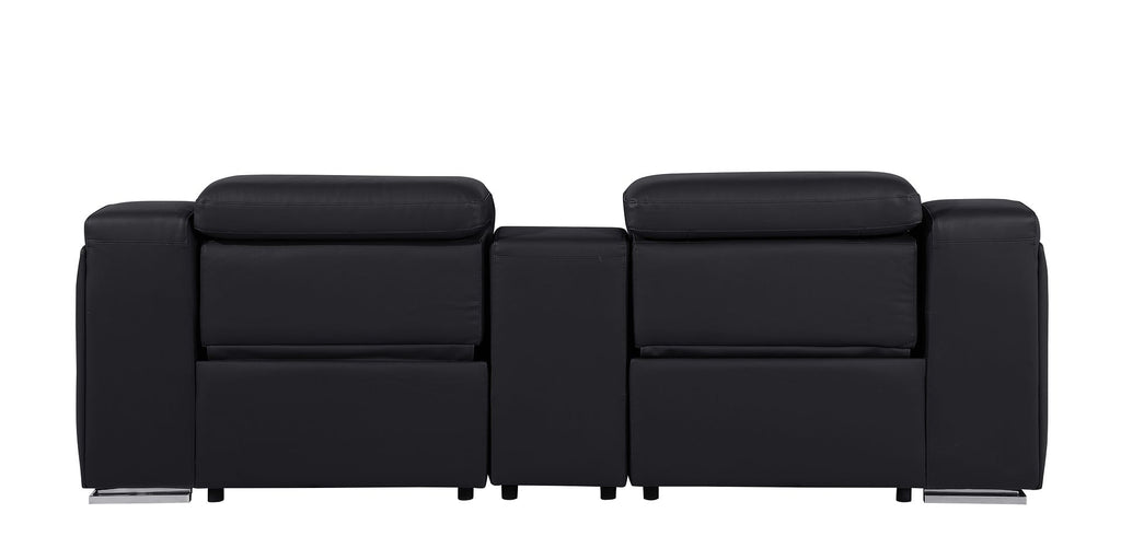 1116 Divanitalia 3-Piece Modular Power Reclining Console Loveseat in Top Grain Italian Leather with 2 Power Recliners & Power Headrests