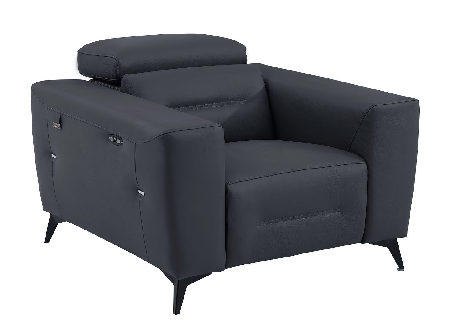 989 Divanitalia Power Reclining Arm Chair with Power Headrest in Top-grain Italian Leather