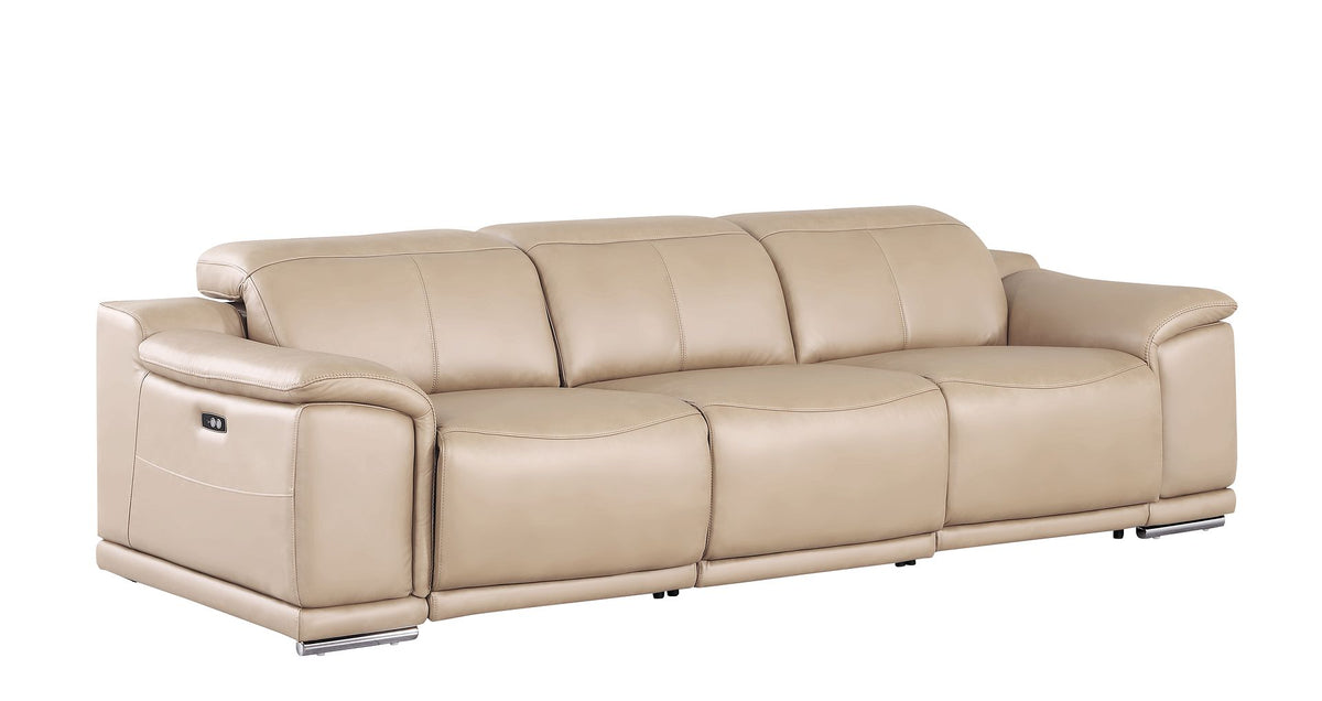 2679 Genuine Leather Sofa with Dual Power Recliners - Beige - SKU 2679-BEIGE-3.2-S-HT - view 4
