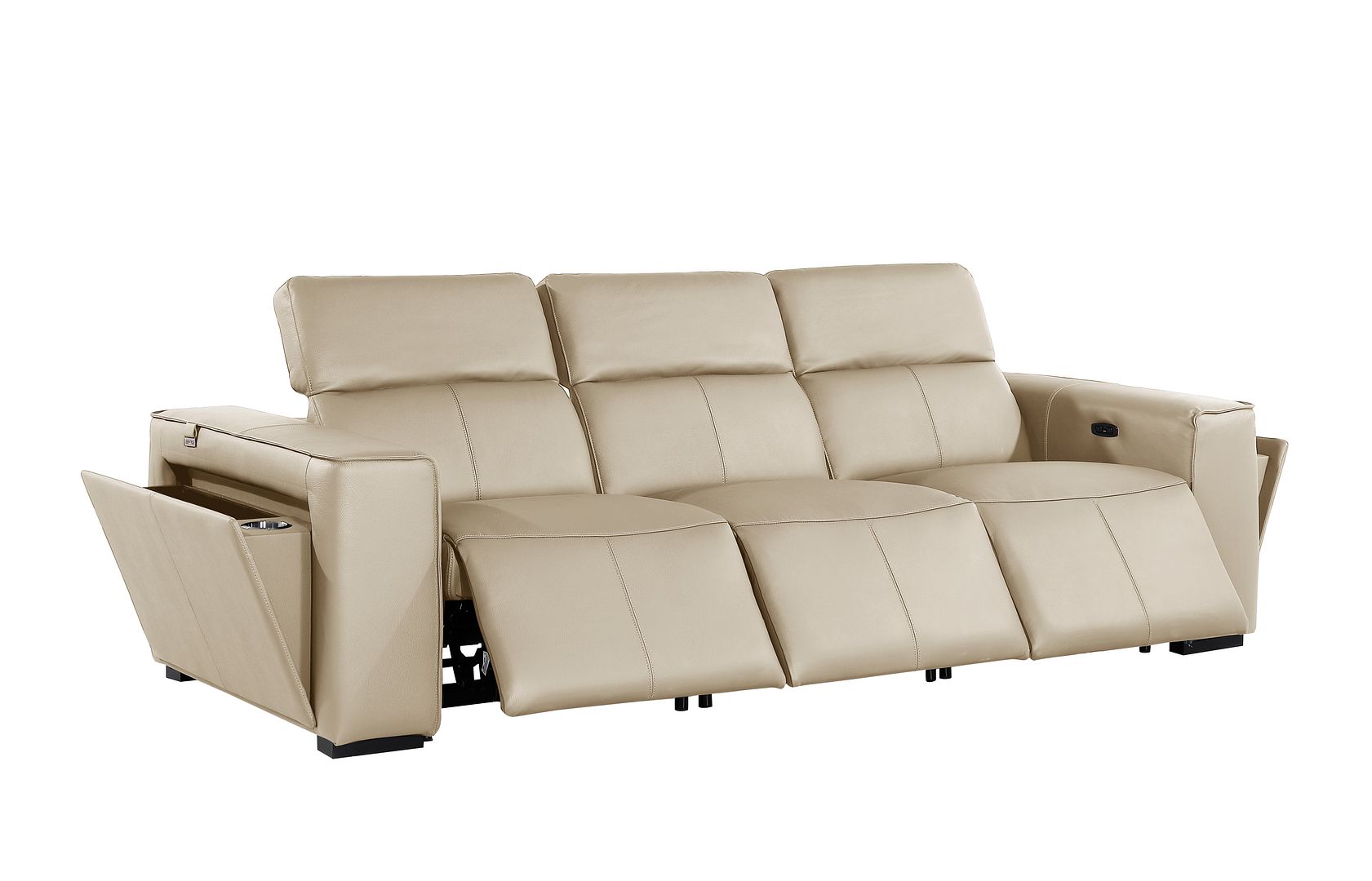 1224 Divanitalia 3-Piece Modular Power Reclining Sofa in Top Grain Italian Leather with 3 Power Recliners & Power Headrests
