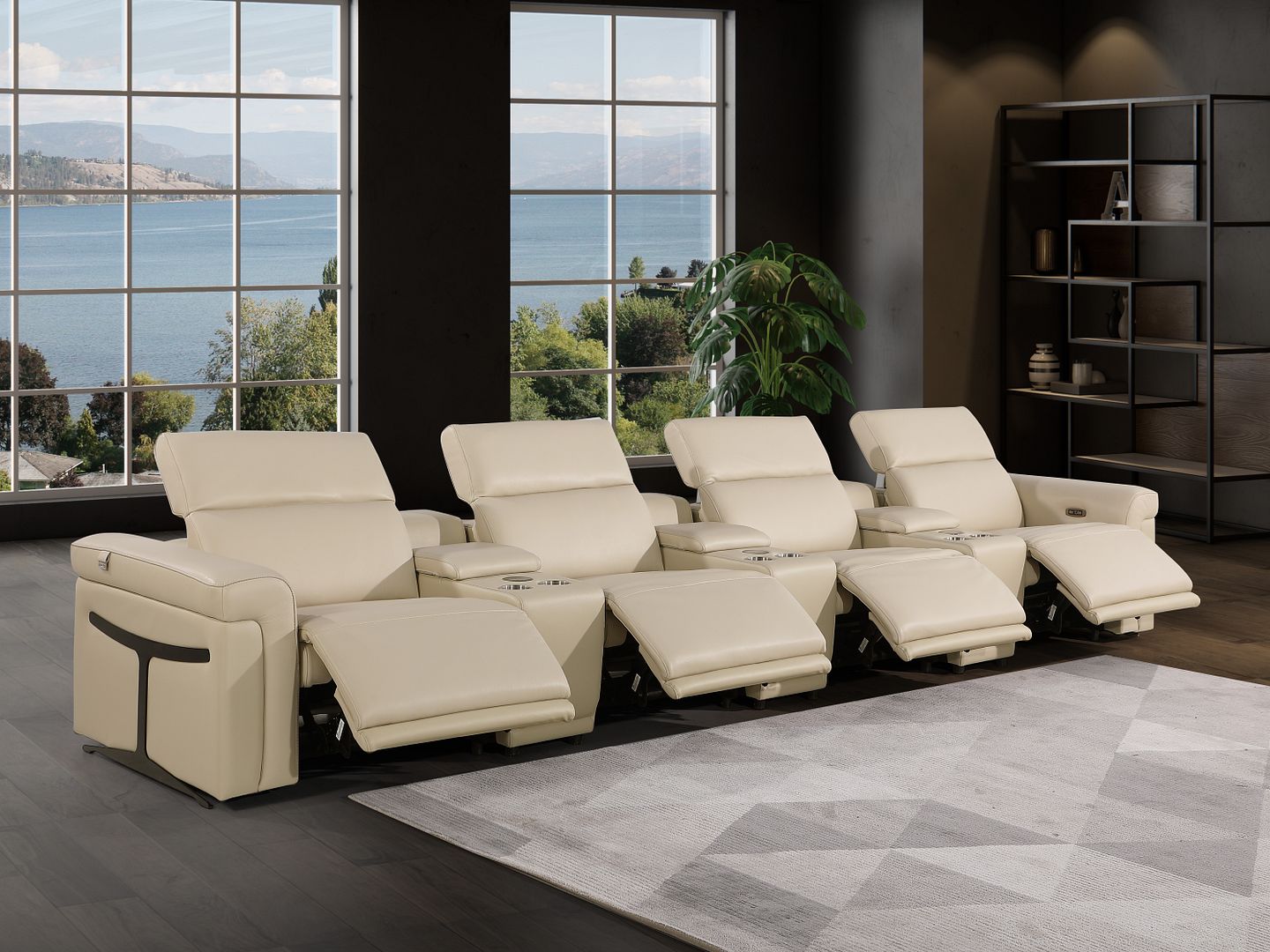 1126 Divanitalia 7-Piece Modular Power Reclining Sofa in Top Grain Italian Leather with 4 Power Recliners & Power Headrests - Beige - SKU 1126-BEIGE-7.4-HT - view 2