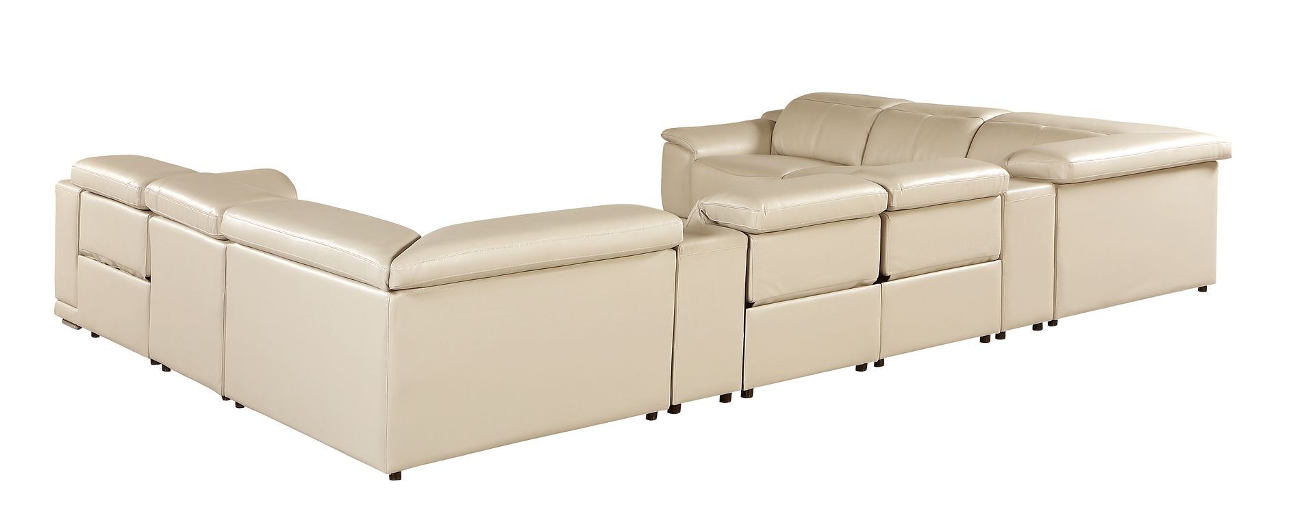 9762 Divanitalia 10-Piece U-Shaped Top Grain Italian Leather Sectional Sofa with 4 Power Recliners