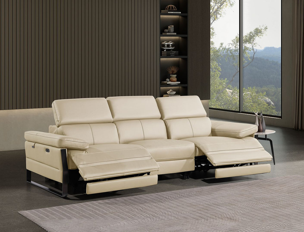 1246 Divanitalia Modular Power Dual Reclining Sofa with Power Reclining Headrests - Top Grain Italian Leather - Beige - SKU 1246-BEIGE-3.2-S-HT - view 2