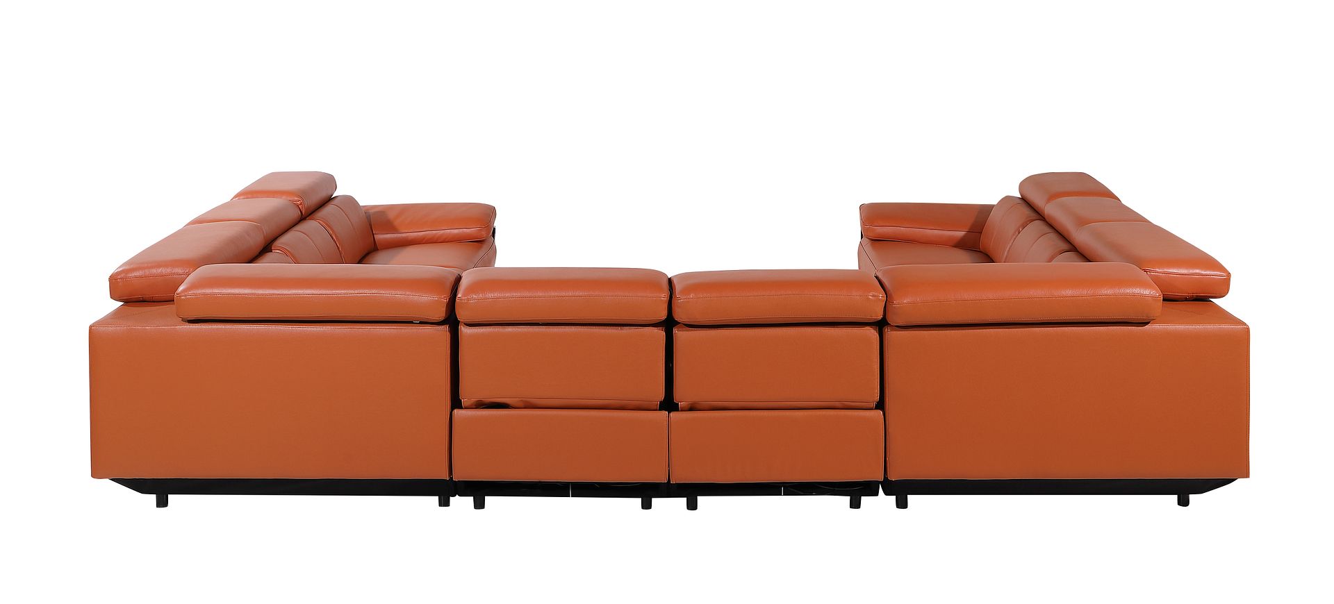 1246 Divanitalia 8-Piece U-Shaped Modular Power Reclining Sectional Sofa with 4 Power Recliners and Power Headrests - Top Grain Italian Leather